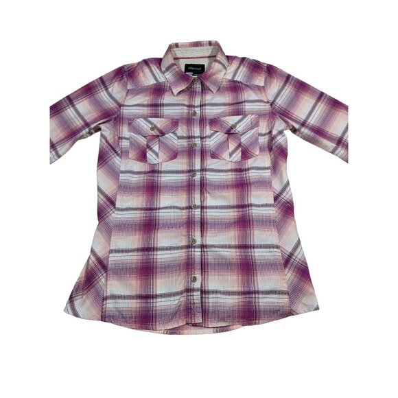 Marmot women's plaid long sleeve‎ button front roll tab outdoor shirt XS - Picture 2 of 11